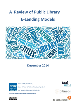A Review of Public Library E-Lending Models December 2014