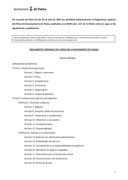 Reglamento orgánico del Pleno de Ayuntamiento de Palma