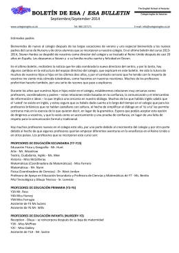 Boletín ESA septiembre 2014 - Colegio Inglés de Asturias