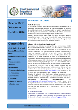 Boletín RSEF - Octubre 2015 - Real Sociedad Española de Física