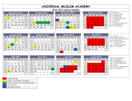 School Calendar - Universal Muslim Academy