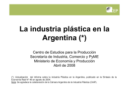La industria plástica en la Argentina\(*\) Centro de Estudios