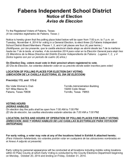 Fabens Independent School District Notice of Election Aviso de