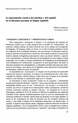 La interrelación creativa del quechua y del español en la . literatura