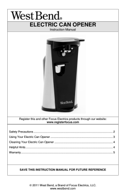 ELECTRIC CAN OPENER - West Bend®