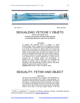 SEXUALIDAD, FETICHE Y OBJETO SEXUALITY, FETISH AND