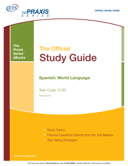 Study Guide for the Spanish: World Language Test