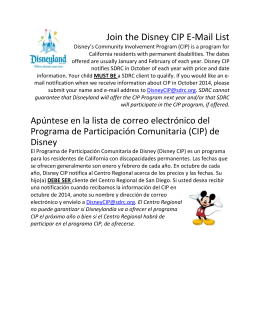 Join the Disney CIP E-Mail List