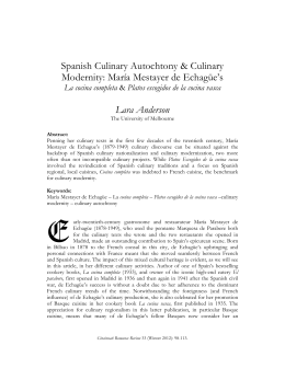 Spanish Culinary Autochtony & Culinary Modernity