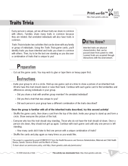 Traits Trivia - Learn Genetics