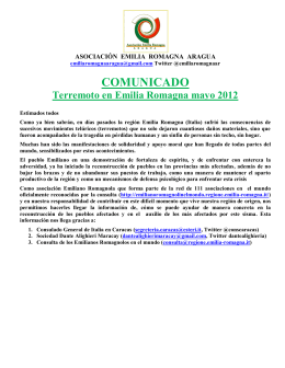 Comunicado Emilia Romagna - Federación de las Asociaciones
