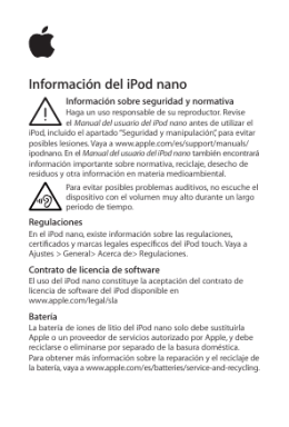 Información del iPod nano