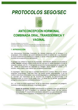 Anticoncepción Hormonal Combinada Oral, Transdérmica y Vaginal