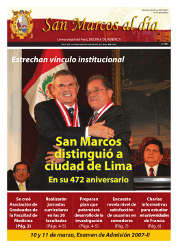 San Marcos distinguió a ciudad de Lima