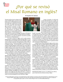 ¿Por qué se revisó el Misal Romano en inglés?