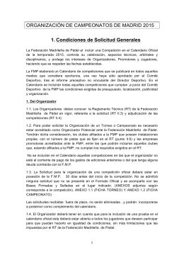 Condiciones de solicitud - Federación Madrileña de Pádel
