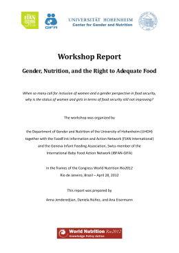 Workshop Report Gender, Nutrition, and the Right to