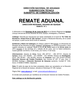 Catálogo Subasta 03/2013. - Servicio Nacional de Aduanas