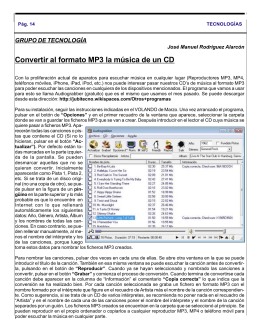 Convertir al formato MP3 la música de un CD