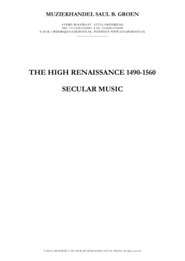 the high renaissance 1490-1560 secular music