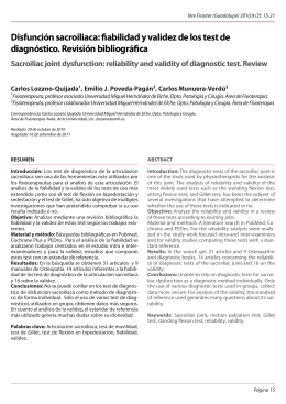 Disfunción sacroiliaca: fiabilidad y validez de los test de