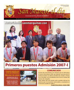 Primeros puestos Admisión 2007-I - Universidad Nacional Mayor de