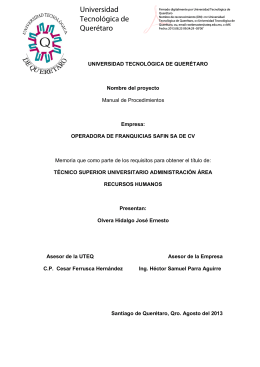 Manual de Procedimientos - Universidad Tecnológica de Querétaro