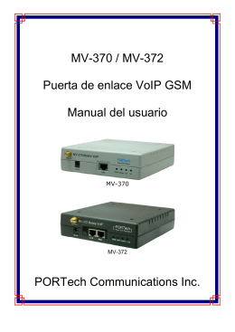 MV-370 / MV-372 Puerta de enlace VoIP GSM Manual del usuario