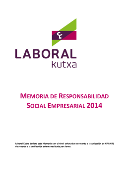 MEMORIA DE RESPONSABILIDAD SOCIAL EMPRESARIAL 2014