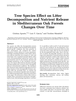 Tree Species Effect on Litter Decomposition and Nutrient Release in