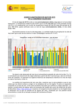 avance climatológico de mayo de 2015 en la comunidad valenciana