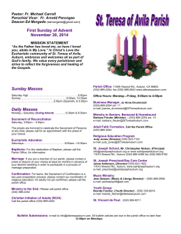First Sunday of Advent November 30, 2014 Sunday Masses Daily