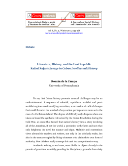 Debate Literature, History, and the Lost Republic Rafael Rojas`s