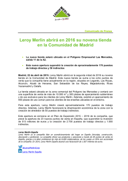 20150420 Leroy Merlin abrirá en 2016 su novena tienda en la