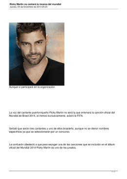Ricky Martin no cantará la música del mundial