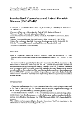 Standardized Nomenclature of Animal Parasitic Diseases (SNOAPAD)