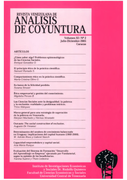 Análisis de Coyuntura. Volumen XI. Nº 2. Julio