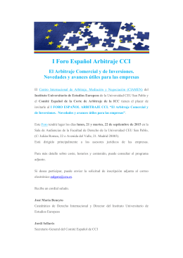 I Foro Español Arbitraje CCI - Instituto Universitario de Estudios