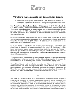 Vitro firma nuevo contrato con Constellation Brands