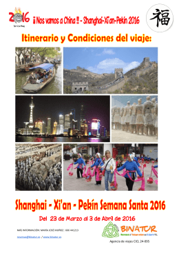 Itinerario Shanghai Pekin Semana Santa 2016