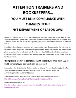 ATTENTION TRAINERS AND BOOKKEEPERS…
