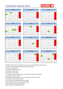 Calendario laboral de la Comunidad de Castilla La Mancha 2014