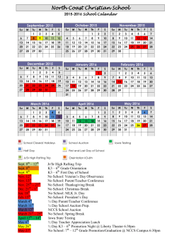 Yearly Calendar - North Coast Christian School