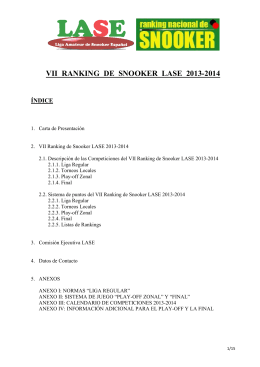 VII RANKING DE SNOOKER LASE 2013-2014 - LASE