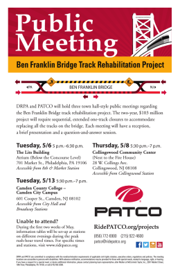 Public Meeting Ben Franklin Bridge Track Rehabilitation Project