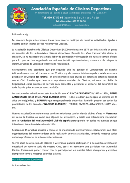 Carta de bienvenida - Asociación Española de Clásicos Deportivos