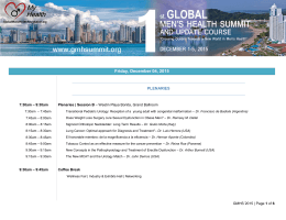 Conference agenda - Global Men`s Health Summit