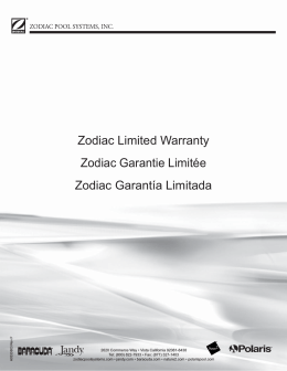 Zodiac Limited Warranty Zodiac Garantie Limitée Zodiac Garantía