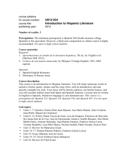 U912-224 Introduction to Hispanic Literature