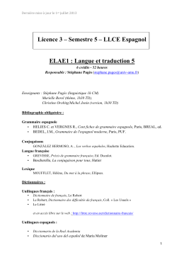 Licence 3 – Semestre 5 – LLCE Espagnol ELAE1 : Langue et